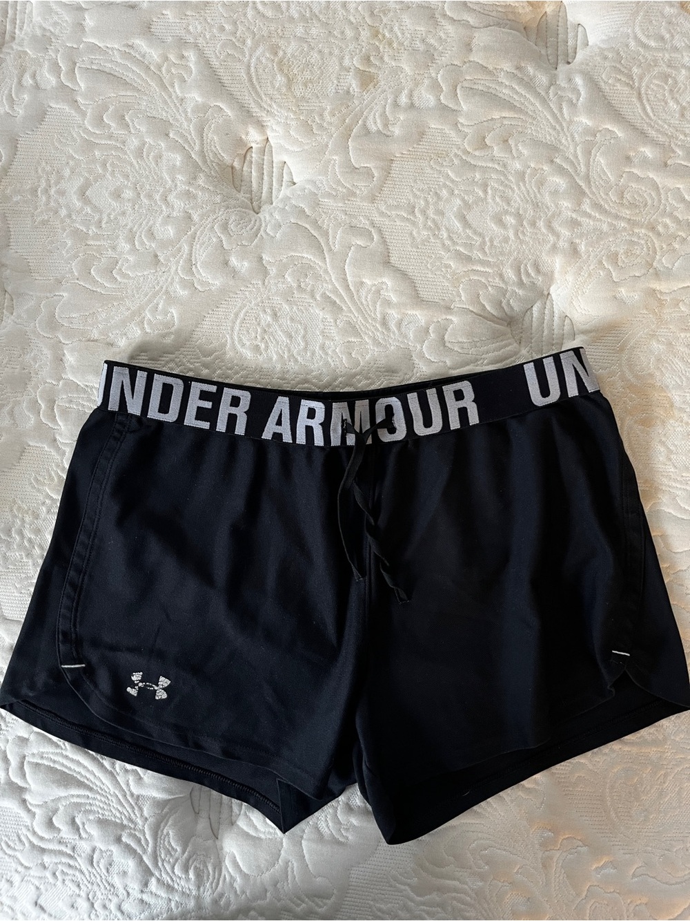 Under Armour Black Women's Performance Athletic Shorts with Logo Waistband